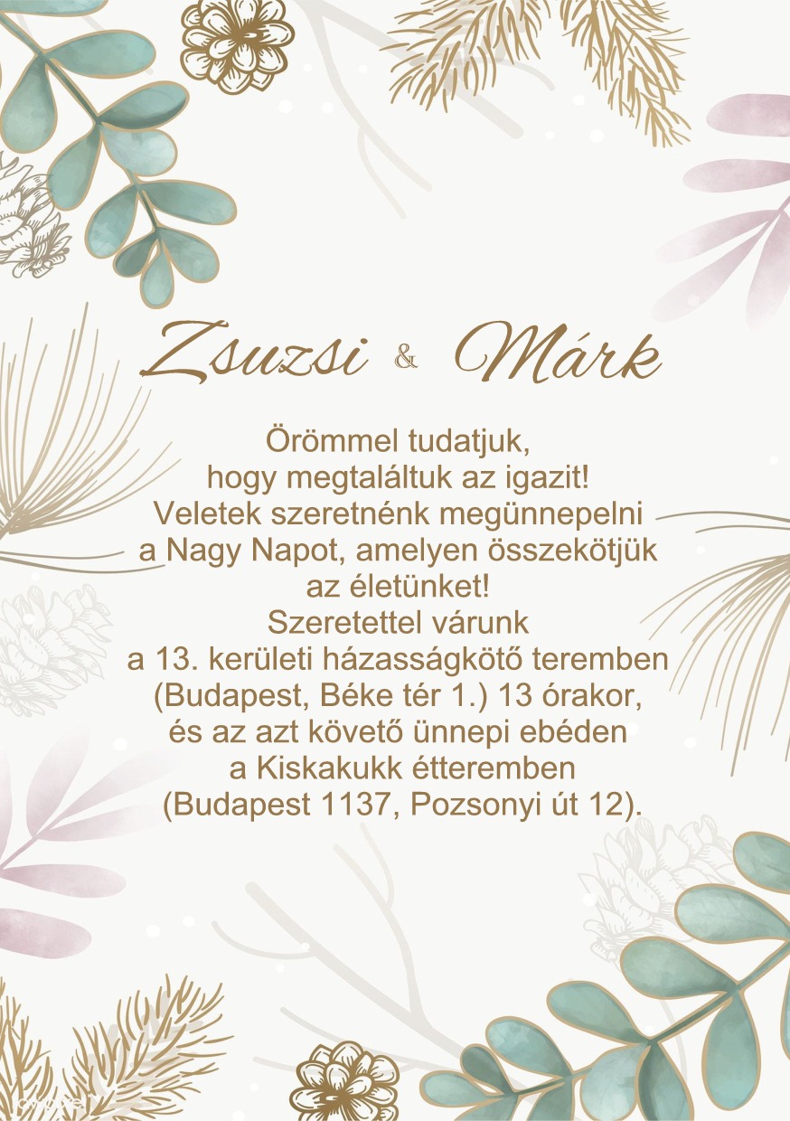 digitális esküvői meghívó 2 OLDAL